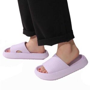 Mauve Purple Cushion Foam Single Band Slides Pool Shower Shoes